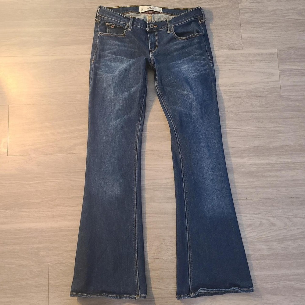 Hollister Co. Womens 28(30") Low Rise So Cal Stretch Flare Denim Jeans Dark Wash